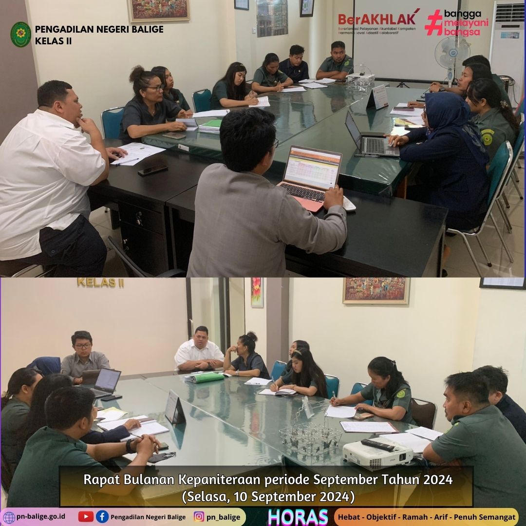 KEGIATAN RAPAT BULANAN KEPANITERAAN PERIODE SEPTEMBER TAHUN 2024 KEGIATAN RAPAT BULANAN KEPANITERAAN PERIODE SEPTEMBER TAHUN 2024