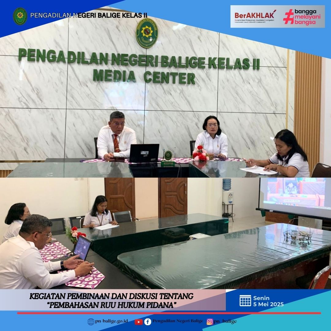 PENGADILAN NEGERI BALIGE MENGIKUTI KEGIATAN PEMBINAAN DAN DISKUSI TENTANG PEMBAHASAN RUU HUKUM ACARA PIDANA SECARA DARING PENGADILAN NEGERI BALIGE MENGIKUTI KEGIATAN PEMBINAAN DAN DISKUSI TENTANG PEMBAHASAN RUU HUKUM ACARA PIDANA SECARA DARING