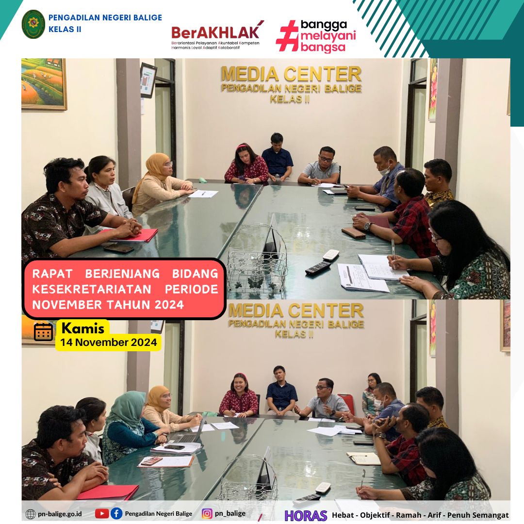 RAPAT BERJENJANG BIDANG KESEKRETARIATAN PERIODE NOVEMBER TAHUN 2024 RAPAT BERJENJANG BIDANG KESEKRETARIATAN PERIODE NOVEMBER TAHUN 2024