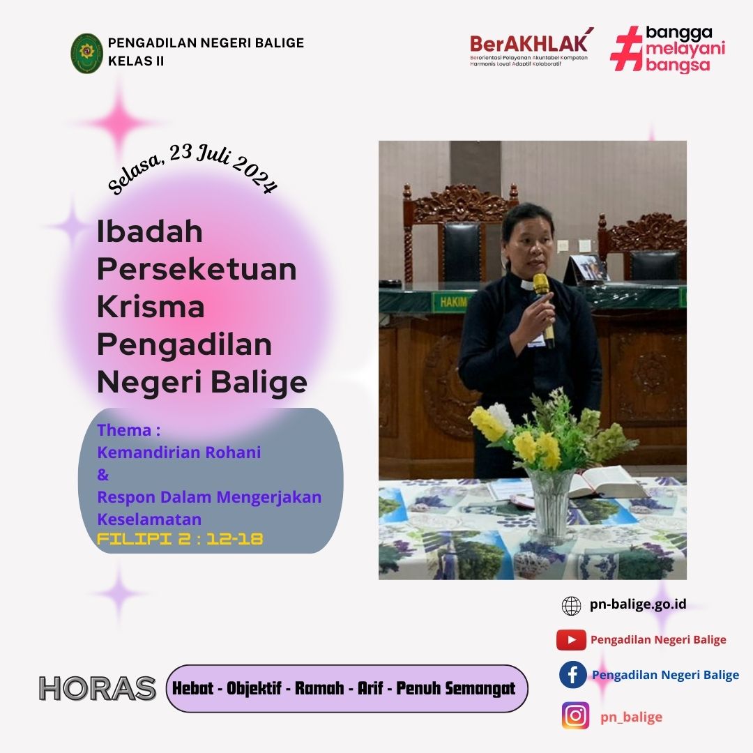 IBADAH PERSEKUTUAN KRISMA - Selasa, 23 Juli 2024 IBADAH PERSEKUTUAN KRISMA - Selasa, 23 Juli 2024