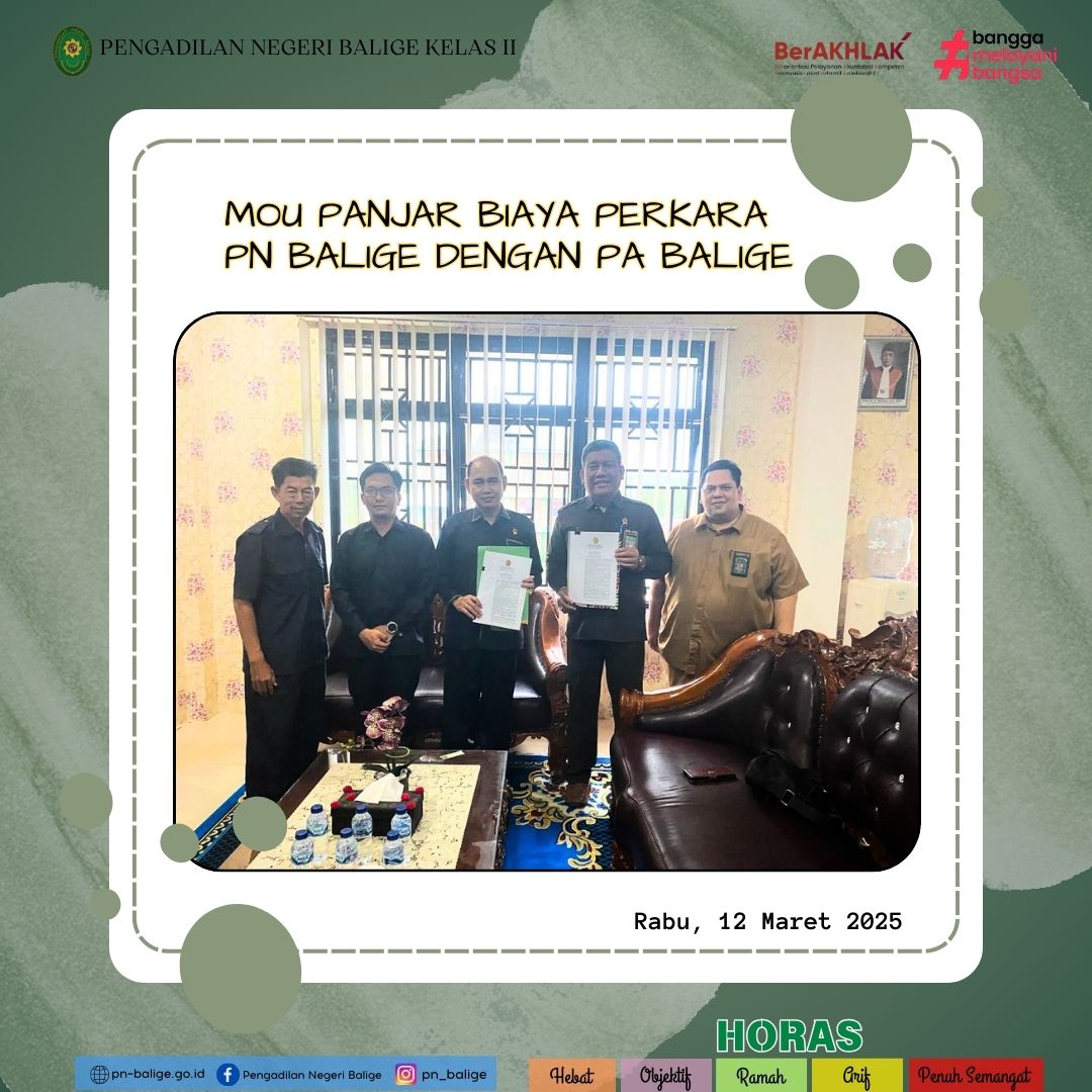 MOU PANJAR BIAYA PERKARA PENGADILAN NEGERI BALIGE DENGAN PENGADILAN AGAMA BALIGE MOU PANJAR BIAYA PERKARA PENGADILAN NEGERI BALIGE DENGAN PENGADILAN AGAMA BALIGE