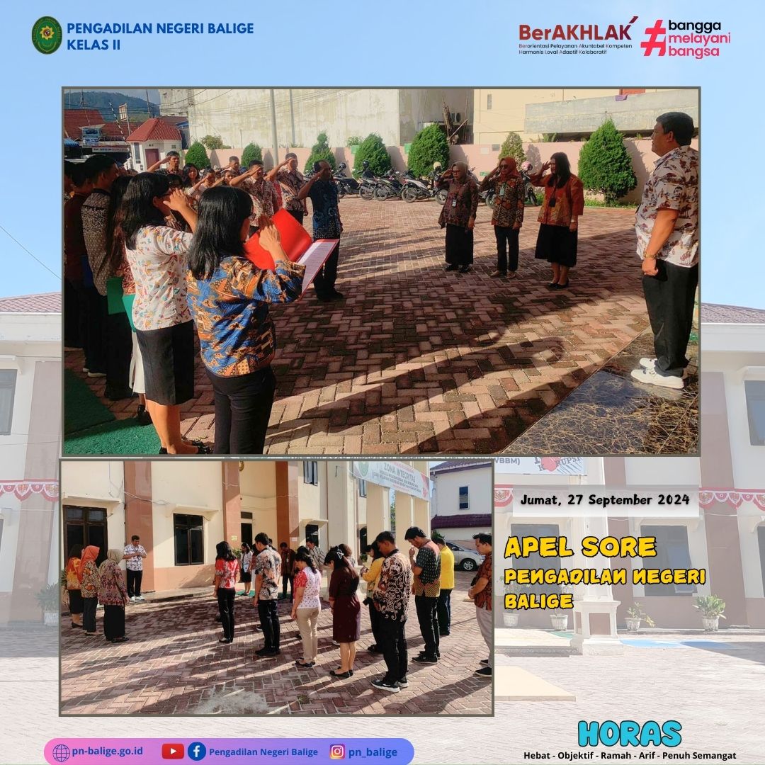 KEGIATAN APEL SORE - Jumat, 27 September 2024 KEGIATAN APEL SORE - Jumat, 27 September 2024