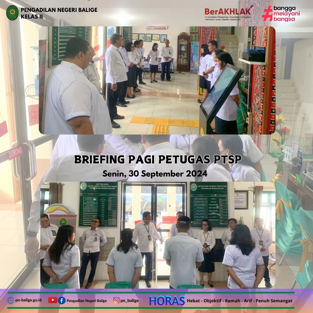 BRIEFING PETUGAS PTSP - Senin, 30 September 2024 BRIEFING PETUGAS PTSP - Senin, 30 September 2024