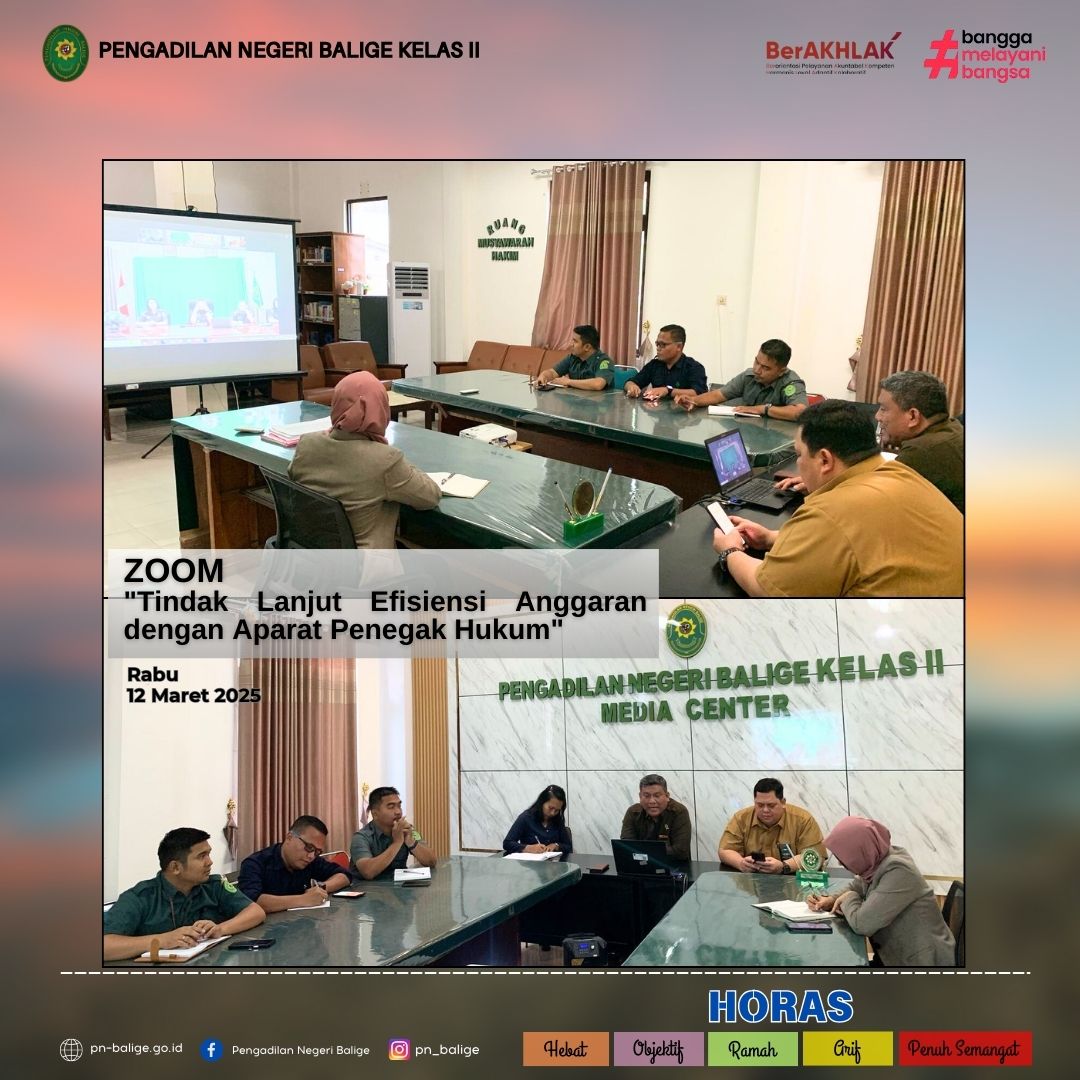 ZOOM TINDAK LANJUT EFISIENSI ANGGARAN DENGAN APARAT PENEGAK HUKUM ZOOM TINDAK LANJUT EFISIENSI ANGGARAN DENGAN APARAT PENEGAK HUKUM