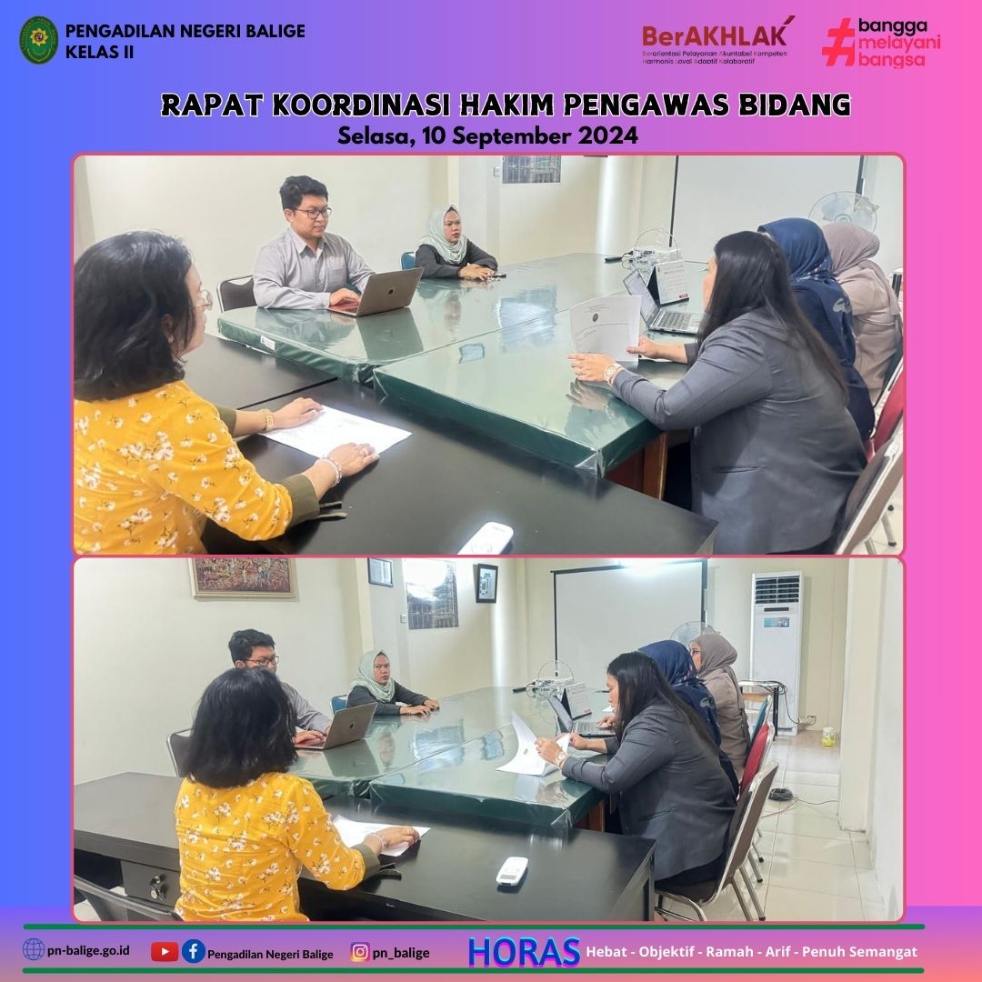 RAPAT KOORDINASI HAKIM PENGAWAS BIDANG PERIODE SEPTEMBER 2024 RAPAT KOORDINASI HAKIM PENGAWAS BIDANG PERIODE SEPTEMBER 2024