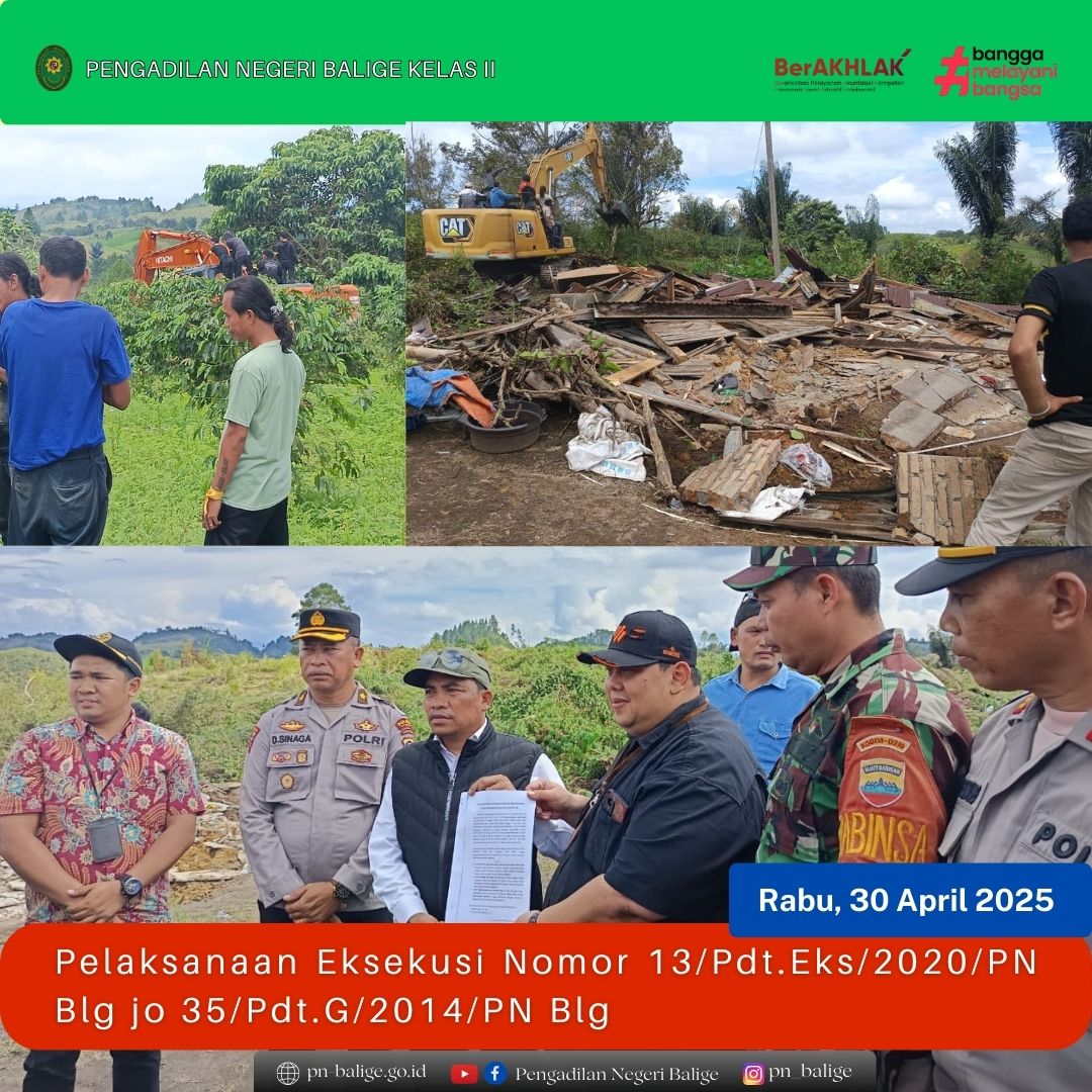 PELAKSANAAN EKSEKUSI PERKARA NOMOR 13/Pdt.Eks/2020/PN Blg jo NOMOR 35/Pdt.G/2014/PN Blg PELAKSANAAN EKSEKUSI PERKARA NOMOR 13/Pdt.Eks/2020/PN Blg jo NOMOR 35/Pdt.G/2014/PN Blg