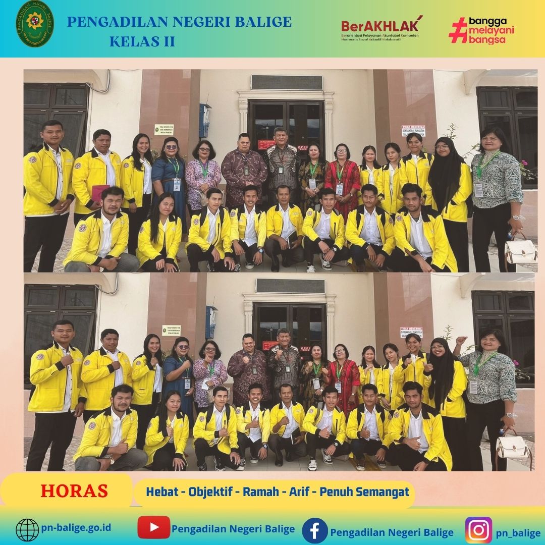 Ketua Pengadilan Negeri Balige menerima Dosen Pendamping dan Mahasiswa Fakultas Hukum Universitas Sisingamangaraja XII (Tapanuli) UNITA yang akan melaksanakan Klinis di Pengadilan Negeri Balige. Ketua Pengadilan Negeri Balige menerima Dosen Pendamping dan Mahasiswa Fakultas Hukum Universitas Sisingamangaraja XII (Tapanuli) UNITA yang akan melaksanakan Klinis di Pengadilan Negeri Balige.