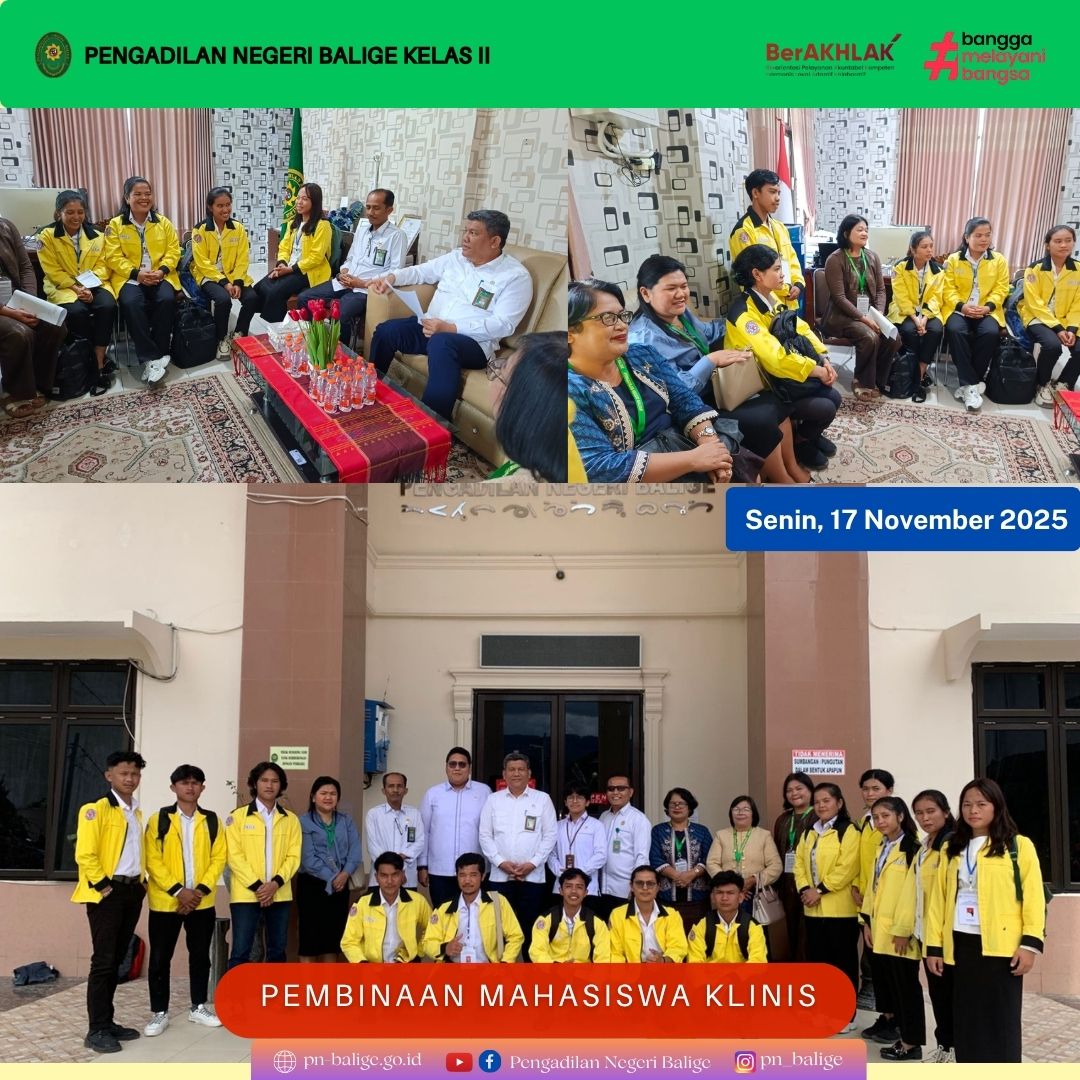 KETUA PENGADILAN NEGERI BALIGE MEMBERIKAN PEMBINAAN KEPADA MAHASISWA KLINIS DARI UNITA KETUA PENGADILAN NEGERI BALIGE MEMBERIKAN PEMBINAAN KEPADA MAHASISWA KLINIS DARI UNITA